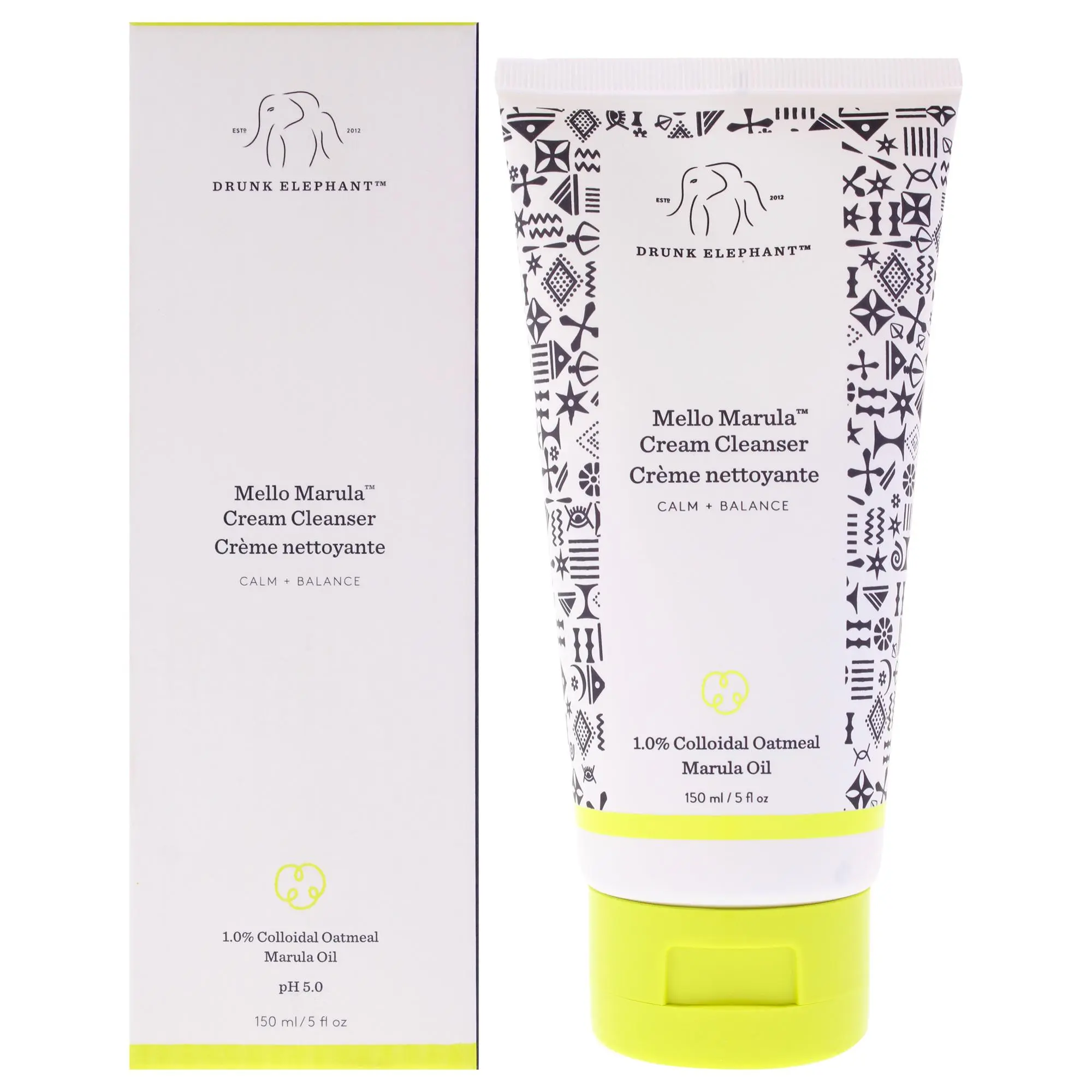 Drunk Elephant Mello Marula Cream Facial Cleanser - Gentle, Daily Cleansing Unisex Formula with Marula Oil, 5 oz