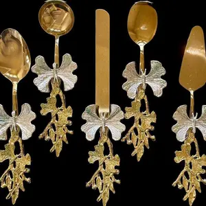 Gold Butterfly Leaf Utensil Set: Elegant Kitchen Decor