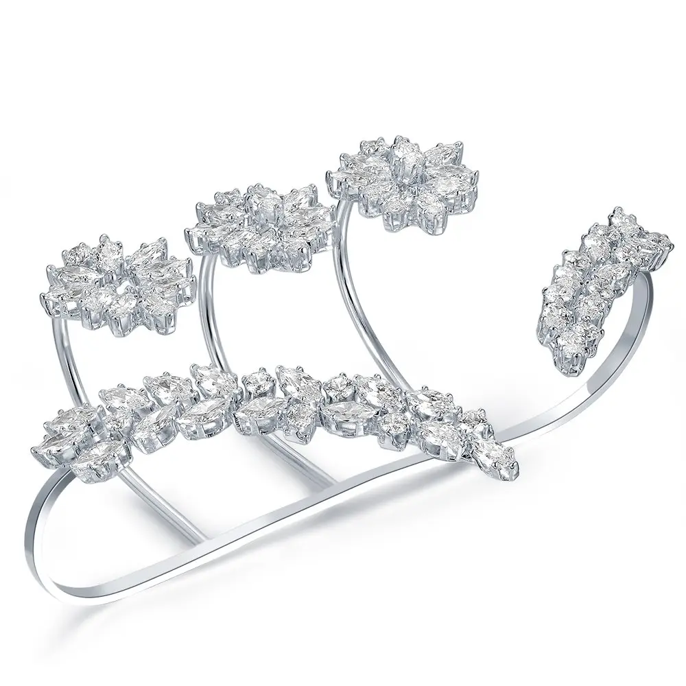Mytys Women's Full Cubic Zircon Palm Cuff Bangle, Artificial Gemstone Hand Bracelet, Luxury Jewelry