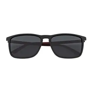 VENICE Men's Polarized Thin Square Horn-Rimmed Sunglasses - Anti-Ultraviolet Classic Black-Brown Smoke Color-Tinted Dark-Lensed Black Men's Sunglasses, Anti-Ultraviolet Men's Sunglasses