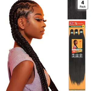 EdvinaHair X-pression prestretched  braiding hair - 3x braid 58 inch all kanekalon flame retardant synthetic braid  for box braids and twist