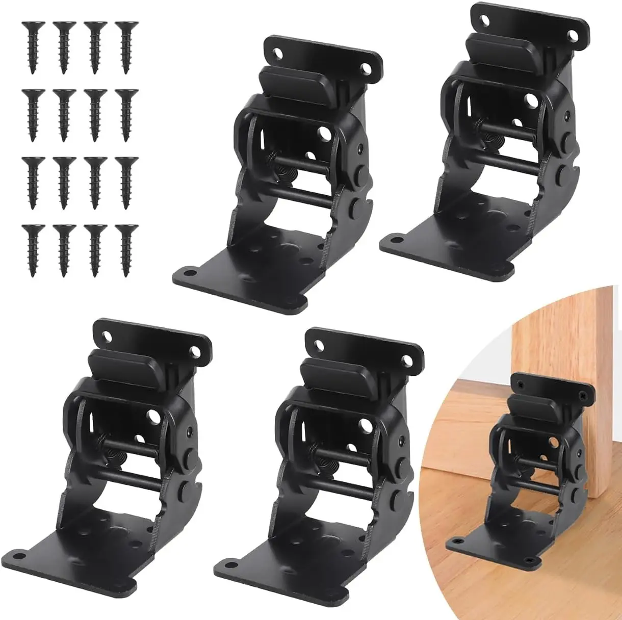 4 Pack 90 Degree Self-Locking Folding Hinges, Heavy Duty Brackets for Folding Table Legs & Furniture 4 Pack 90 Degree Self-Locking Folding Hinges, Heavy Duty Brackets for Folding Table Legs & Furniture