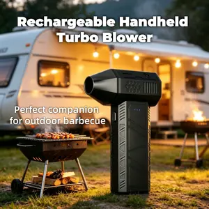 Camping BBQ Essential Turbo Blower, Rechargeable Handheld Air Duster, 3/5 Nozzle Kit, Quick Cleaning For Grill, Car, Keyboard & Outdoor Small Spaces