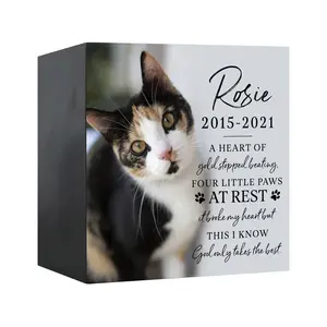 Pet Loss Gift Personalized Pet Cremation Wood Shadow Box Urn for Dogs & Cats Natural Sympathy Gift & Memorial for Pet Lovers| Four Little Paws At Rest