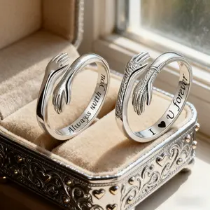 Amazon popular lettering, hands embracing ring, women's fashion, European and American style, English letters, index finger ring, cross-border supply