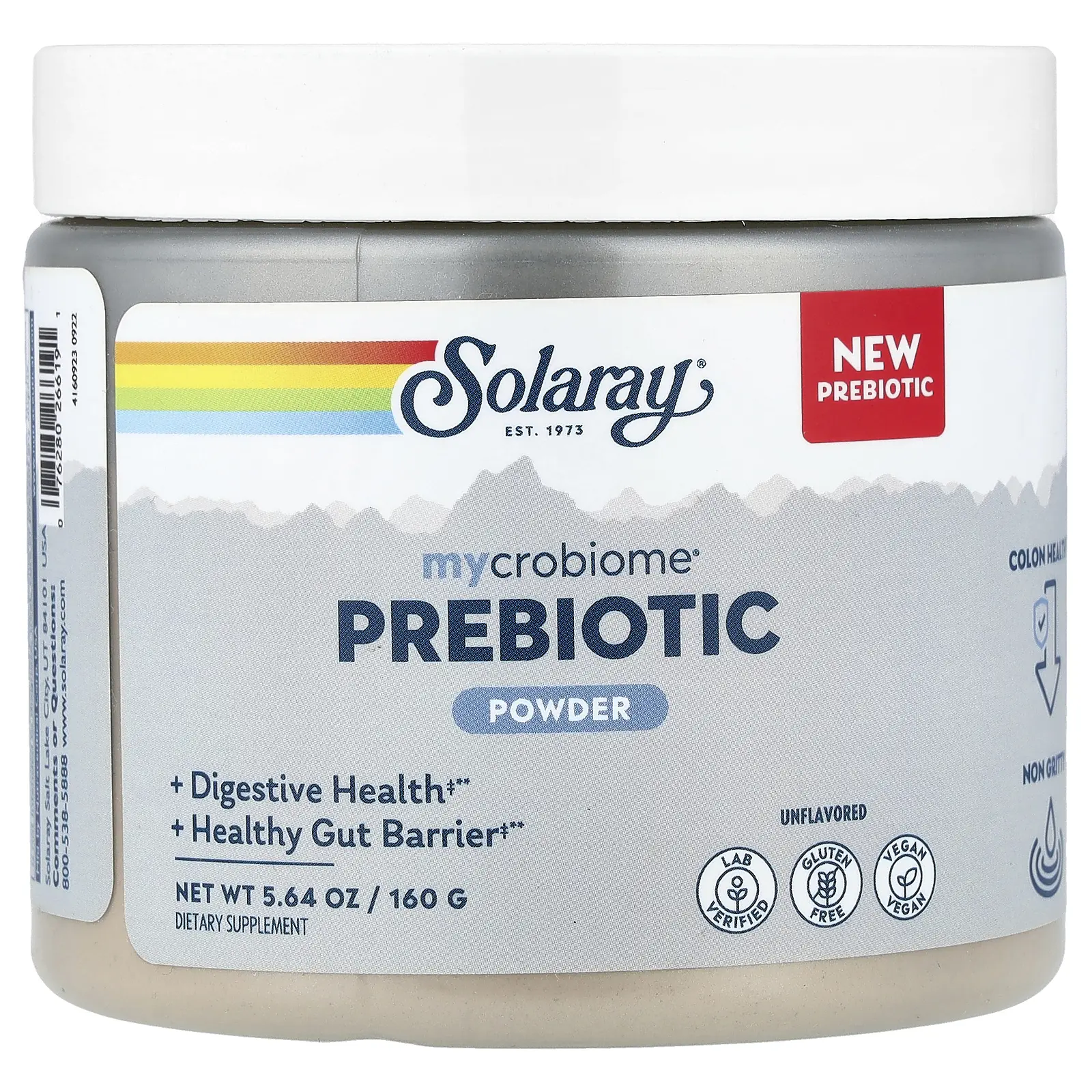 Solaray Mycrobiome® Prebiotic Powder, Unflavored, 5.64 oz (160 g)