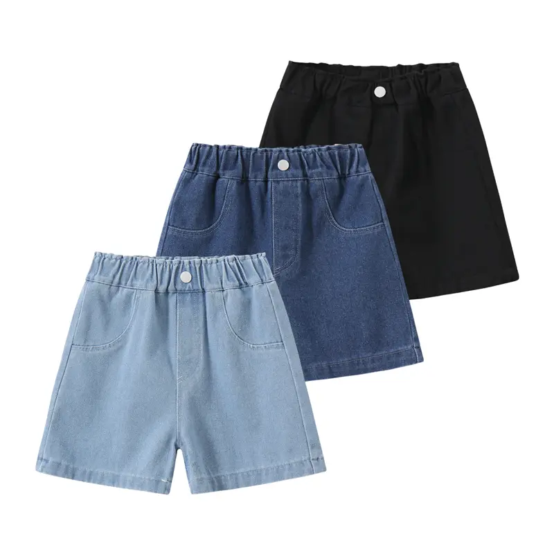#SummerVibes 3-piece girls' summer breathable casual shorts 4-14-year-old girls Joker fashion denim shorts
