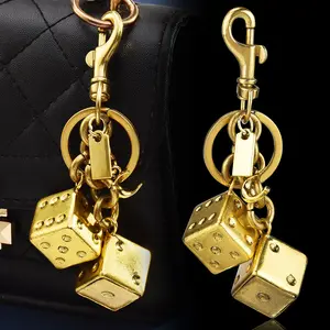 Good Luck Dice String 3D Stopper Bag Keychain Fashion Bag Key Ring Wholesale custumes tiny  trinkets