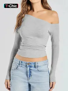 Long Sleeve Off Shoulder Bodycon T-Shirt