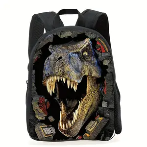 CAIWEI 3D Printed Dinosaur Backpack with T-Rex Skull Design - Lightweight School & Travel Backpack Teens, Adjustable Straps, Multiple Compartments, Casual Backpack Boys & Girls (Jurassic Theme)