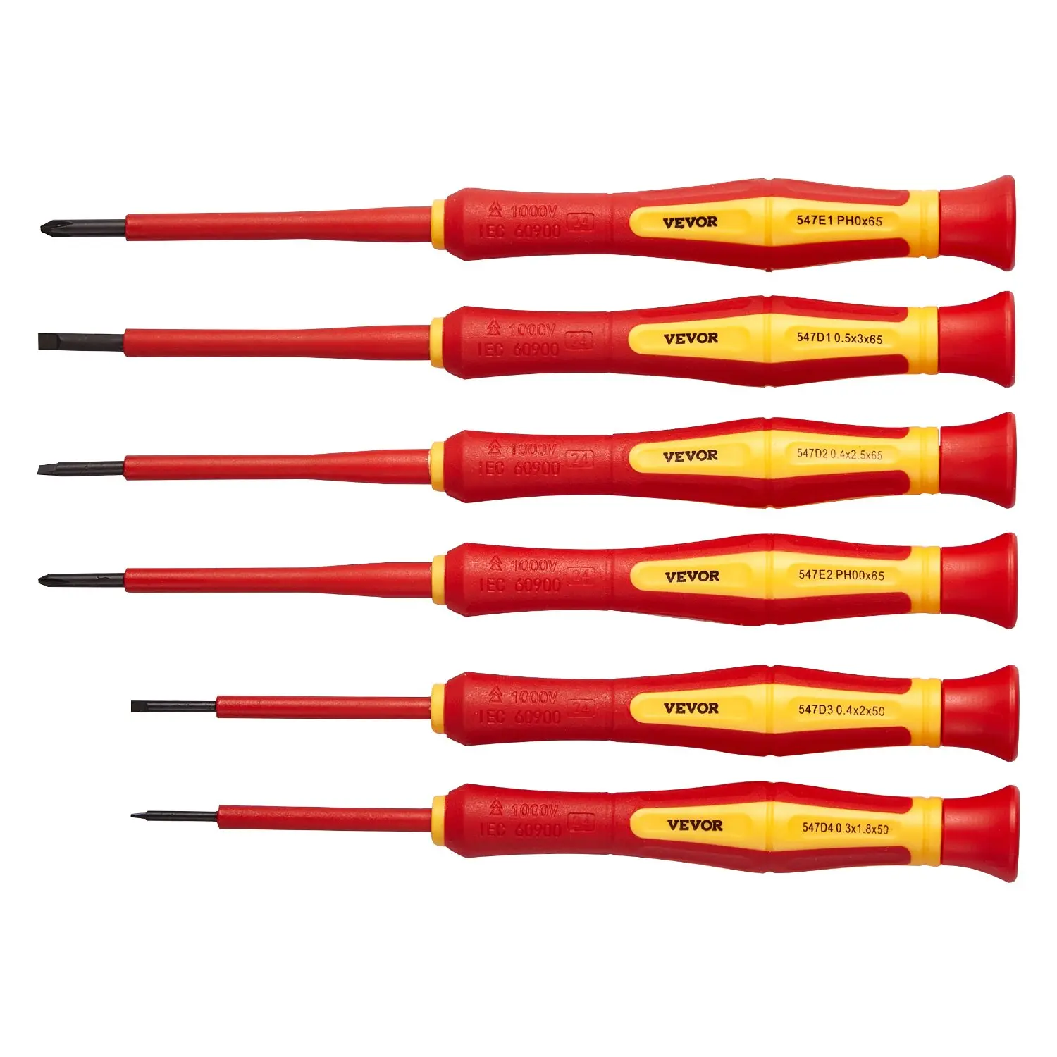 VEVOR Insulated Screwdriver Set, 6-Piece Professional Electrical Screwdriver Set, 1000V Insulated Electrician Tool Set, 1000V Rated, Magnetic Tips