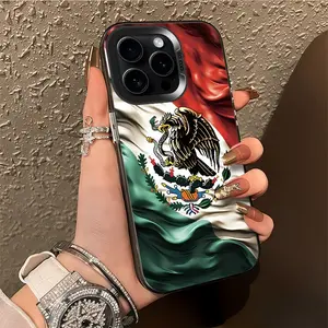 Mexican Golden Eagle Flag Slim Fit TPU motivation phone Case for iPhone 17 Pro Max 16 Pro 15 14 Plus 11 12 13 Pro Max, Anti-Drop Protective Drop-proof Cover, Perfect Gift