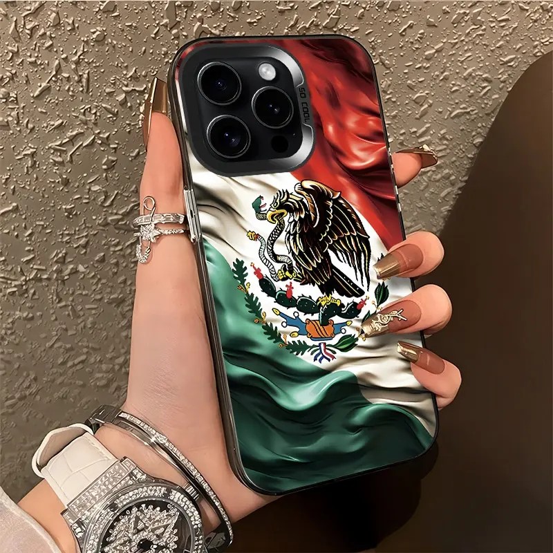 Customized Mexican Golden Eagle Flag Slim Fit Lightweight TPU Motivational Smartphone Case - Shockproof, Anti-Drop Protection for iPhone 11,12,13 Pro Max,14 Plus,15,16 Pro,17 Pro Max - Adult Cellphone Accessory, Ideal Gift