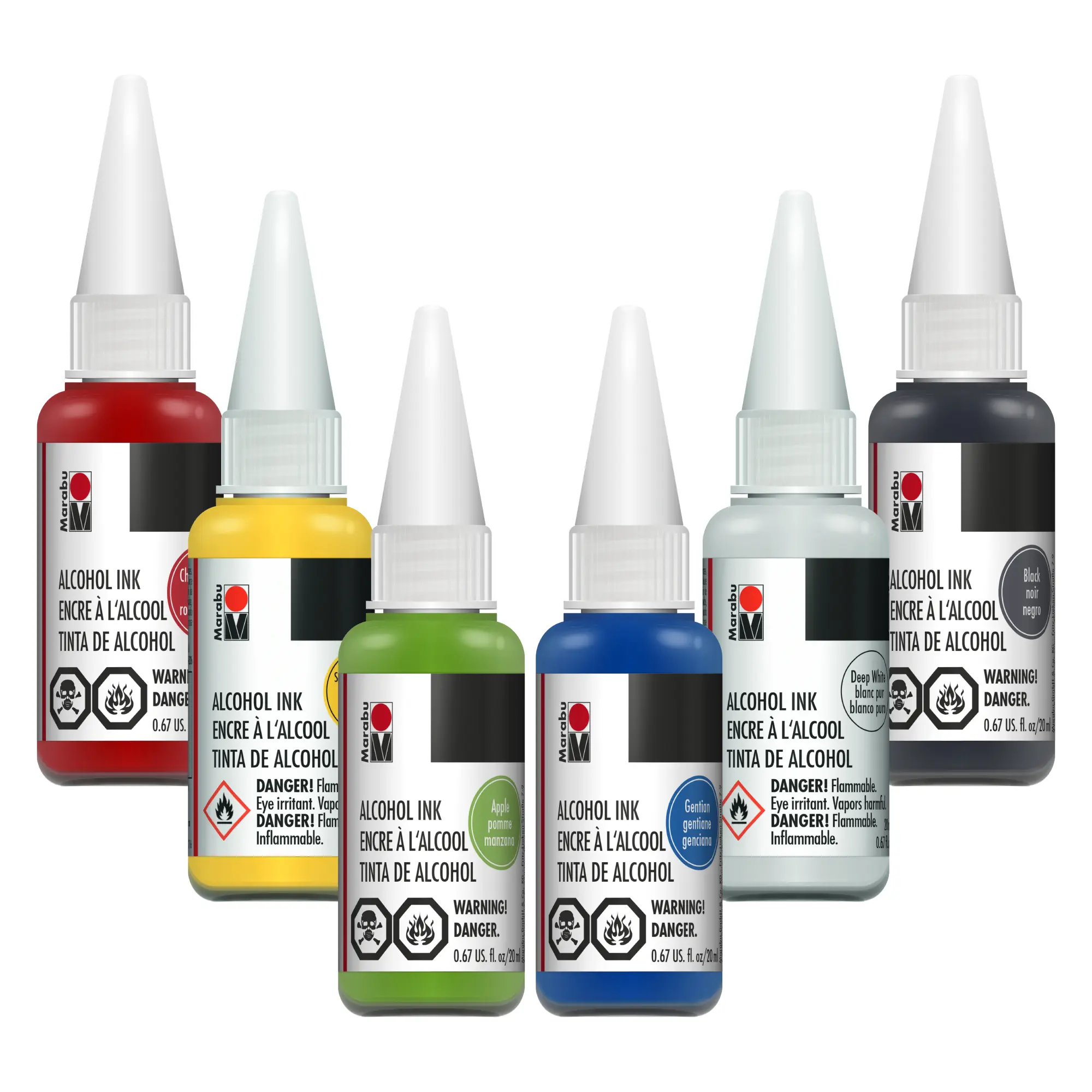 Marabu Alcohol Ink for Epoxy Resin - Primary & Classic Colors Sets - Vibrant and Versatile Alcohol Inks for Resin Art, Tumblers, Alcohol Paper - 20ml Inks