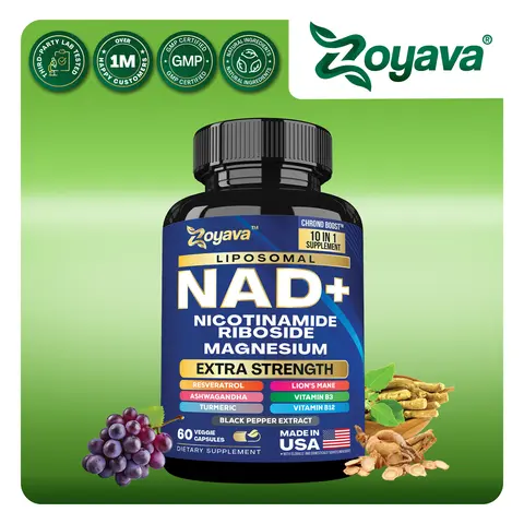 Zoyava NAD+ Supplement - Skin Aging Support All-in-One Dietary Supplement with Nicotinamide Riboside, Magnesium, & 7+ Extra Strength Ingredients - Made in USA - 60 Capsules