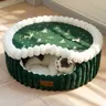 Cat Cave Bed for Indoor Cats, Fluffy & Warm Indoor Couch Fuzzy Sofa with Removable Washable Cover Supportive Pet Chair for Autumn Winter Puppy Bedding