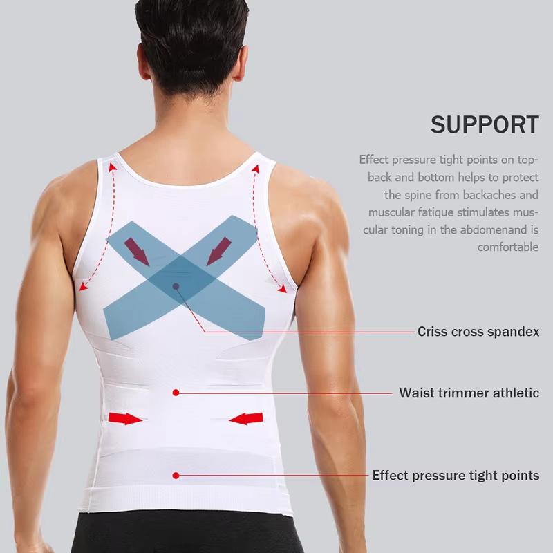 high quality Men's Body Shaper Shirt Tummy Vest Thermal Compression Base Layer  Muscle Tank Top Shapewear sauna vest
