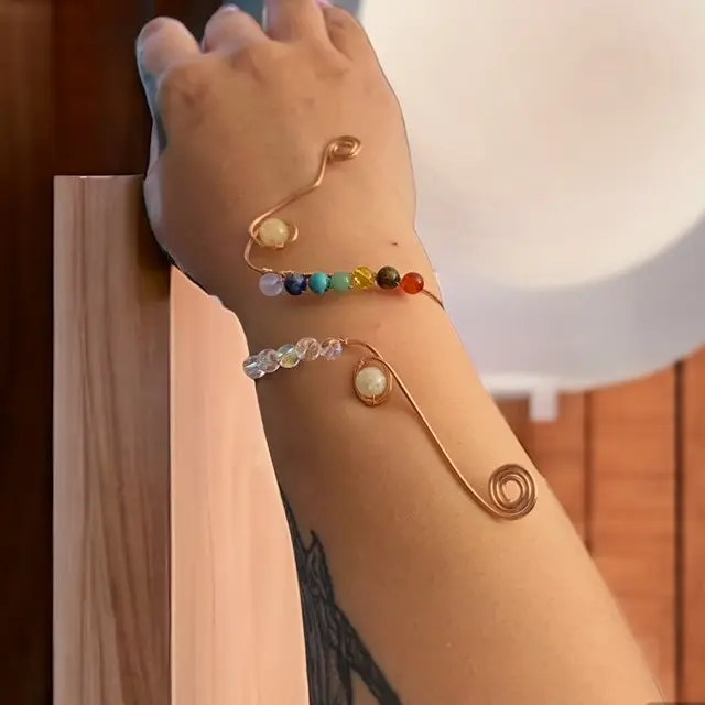 Chakra Copper Wire Wrap Bracelet