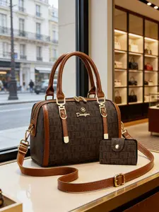 2-piece set of Boston women's bags, featuring letter-printed contrast-colored handbags, large-capacity women's bags suitable for work, dating, and birthday gifts. Single-shoulder messenger bags for Christmas gifts for women, Thanksgiving gifts for wives,