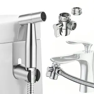 Stainless Steel Bidet Sprayer Kit, High Pressure Handheld Shower for Toilet, Easy Install Hygienic Nozzle for Feminine & Pet Cleaning, Universal Bathroom Accessory with Comfort Grip.