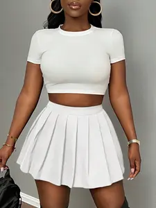 Flirty Fit – Women Skirts Knitted Mini Pleated Skort in Solid Color, Sexy & Cute for Club Nights, School Style, or Daily Casual Wear