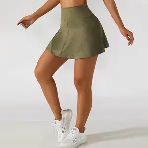 Slim Fit Tennis Skirt - Gold and Tennis Skirt for Fashionable Style Womenswear Comfort Bottom Fitness Clothing Basic Minimalist