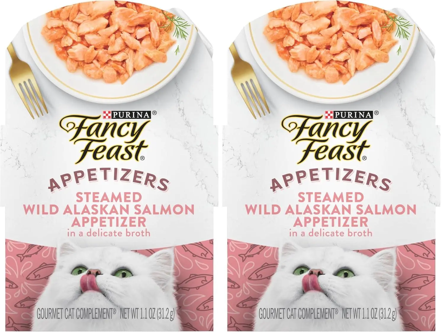 Purina Fancy Feast Appetizers Lickable Grain Free Wet Cat Food Topper Wild Alaskan Salmon Appetizer - (Pack of 10) 1.1 oz. Trays