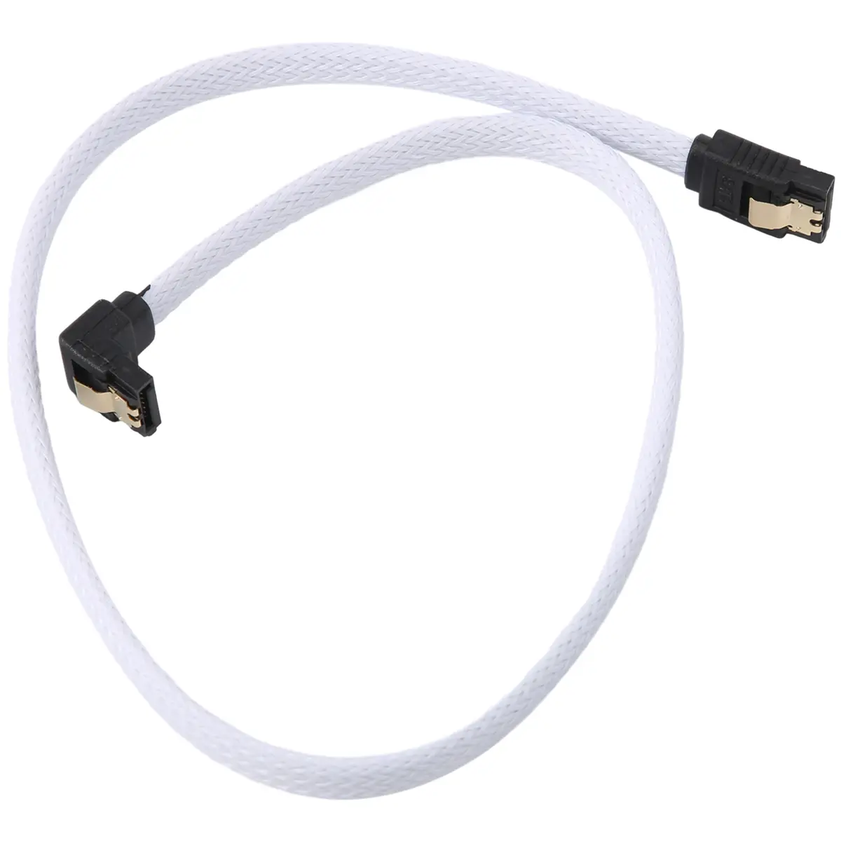SATA 3 Cord with 90-Degree L-Shape Connector - Premium Nylon Braided for Internal Motherboard and Drive Connections, High 6Gbps Speed, Data Transfer, Diy Gamers, 50Cm, Nylon Sleeve, Right Angle, Ssd/Hdd Drives, Premium Nylon Sleeve Cord