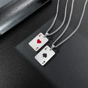Poker Card Necklace Unisex Adults for Poker Fans & Bikers Unique Accessory