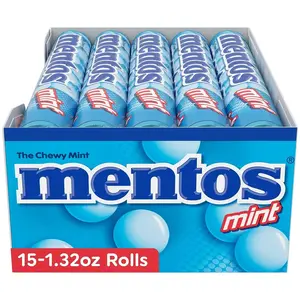 Mentos Chewy Mint Candy Roll, Mint, Non Melting, Party, 14 Count (Pack of 15) – Packaging May Vary