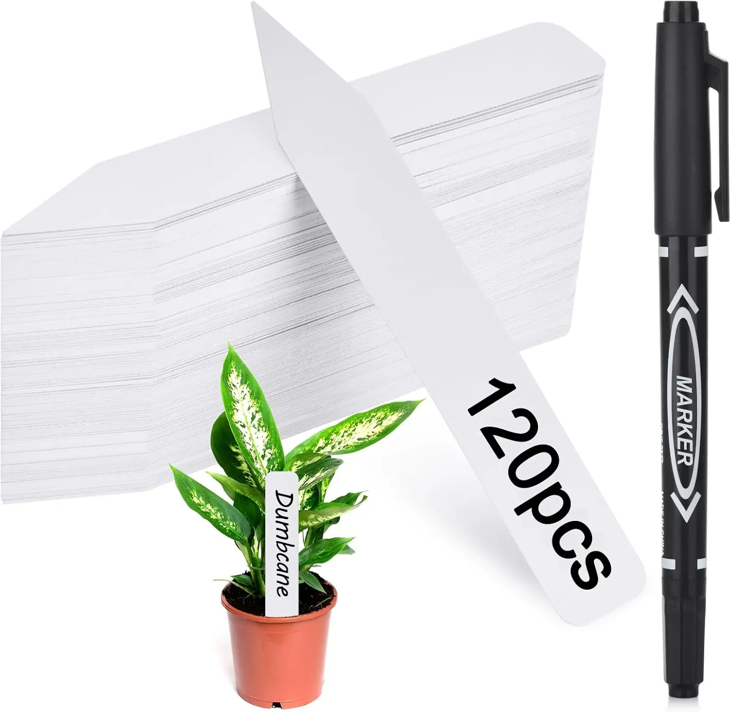 Labels 120 count,  Outdoor  Garden Markers, Plastic  Seed  Tags with Bonus a Permanent Marking Pen, Gardening Gifts for Women Men