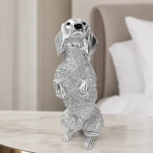 Standing Weimaraner Resin Sculpture, Cute Dog Shape Decorative Ornament, Luxury Bedroom Vanity Decoration Craft
