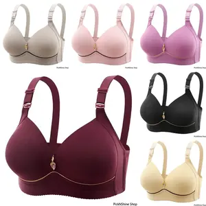 6 Pcs Mom Bras Without Steel Ring, Breathable Supportive Ladies Underwear, Non-Magnetic Thin Cup Glossy Plus Size Bras For Curvy Women