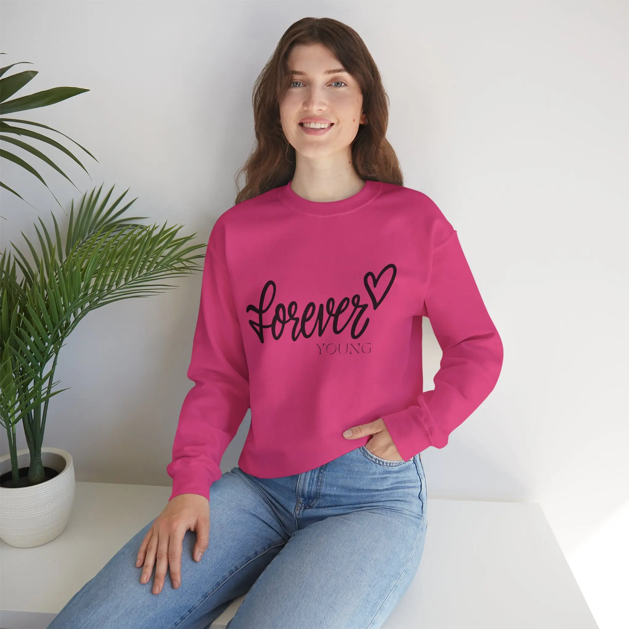 Forever Young Sweatshirt, Vintage Vibe Jumper, Retro Style Top, Cozy Crewneck, Unisex Pullover, Gift for All Ages