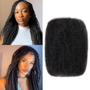 Tight Afro Kinky Bulk 100 ％ Human Hair for Draedlock Extensions, Repair Locs, Twists and Braids 3 Bundles/Package (12 Inch, 1B - Natural Black)