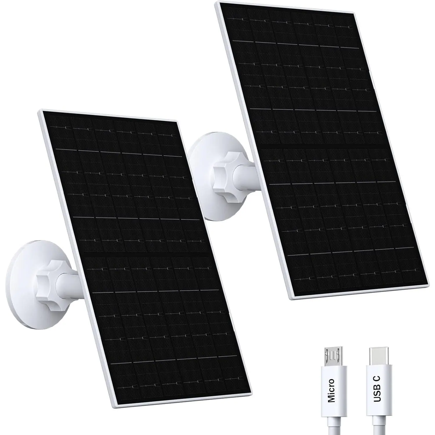 7W Solar Panel for Eufy Camera, 5V USB/Type-C Solar Charger Compatible with EufyCam 2/2 Pro/2C/2C Pro/E20/E40/E, Adjustable Mount, , 7.2ft , 2 Pack