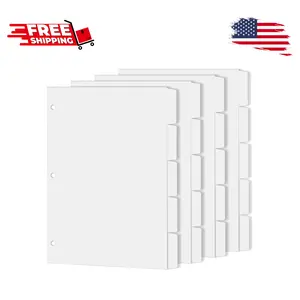 Binder Dividers for 3 Ring Binder, 1/5 Cut Tabs, Letter Size, 4 Sets, 20 Dividers, White