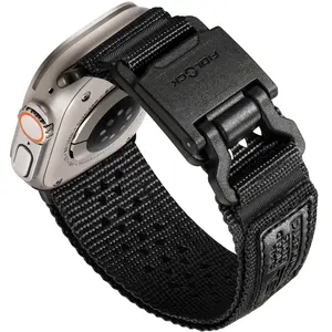 R-Nylon with FIDLOCK Magnetic Buckle Compatible with iWatch Ultra/Ultra 2 Band 49mm for Men, Tactical Breathable Strap for iWatch Series 10 46mm, 9/8/7 45mm, SE/6/5/4 44mm, 3/2/1 42mm Wearable