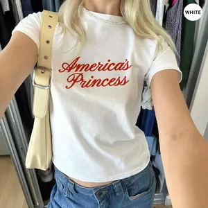 America's Princess Baby Tee, Funny Crop Tee For Her, Women Y2K Top