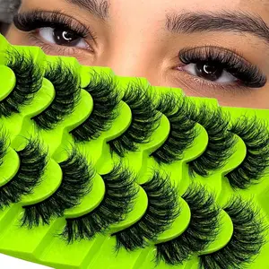 7 pairs Luxurious Fluffy False Eyelashes, Cat Fox Eye Effect, D-Curl, 8D Thick Roll, Reusable, Natural Look, Makeup, Perfect for Daily Wear and Parties