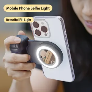 Magnetic Smartphone Selfie Holder, Handheld Adjustable Accessory with 1/4-in Screw Grip, Portable Fill Light, Wireless BT Remote Shutter, DSLR Camera Compatible for Vlog Shooting, Live Streaming outdoorfun