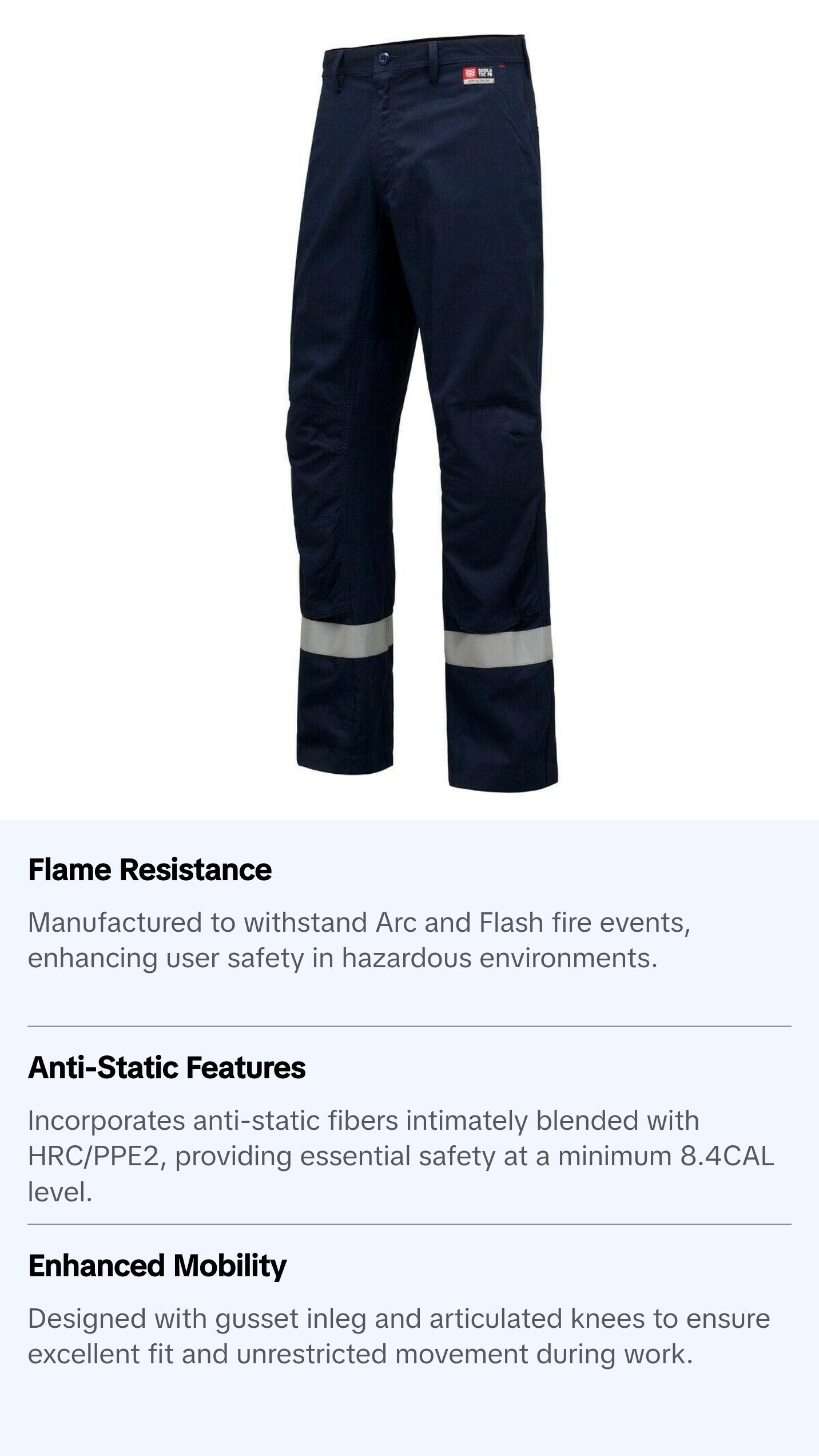 Mens Hard Yakka Workwear Pants Sheildtec Fire Resistant Cargo Tape Safety Y02670