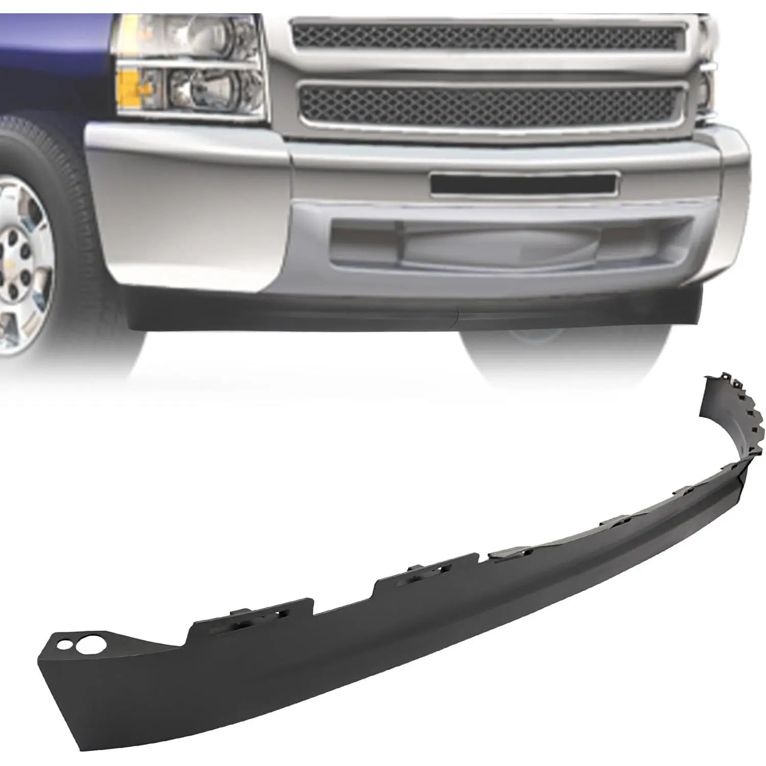 Front Bumper Lower Valance Compatible with 2007-2013 Chevy Chevrolet Silverado 1500 Replacement for 25821880 GM1092191 Lower Air Deflector Extension Black