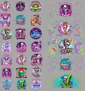 Salty Skeleton UV DTF Transfers Gang Sheet 22” wide x 24” long DIY UV Direct to Film Transfers
