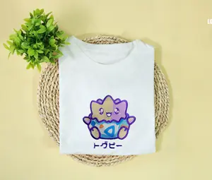 Togepi Cute Embroidery Unisex T-Shirt Tadpoles Shirt Retro Art Graphic Tee Togepi Embroidery Kawaii Shirt TS041