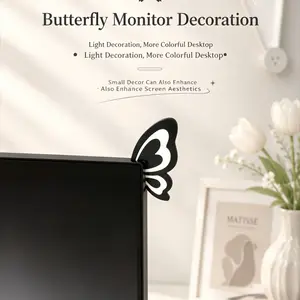 1pair Butterfly Wings Monitor Decor, 3D Stereo Screen Decoration for Computer, Laptop & Car Control Display, Fairycore Aesthetic Gaming Setup, Cute Universal Screen Ornament