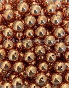 16mm Rose Gold AB Beads, AB Solid, Resin, Loose, Chunky, Round, Gumball, Crafting Supplies