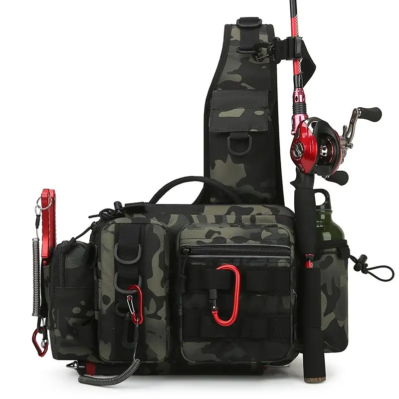 Waterproof Nylon Fishing Backpack with Rod Holder, Durable Outdoor Fishing Gear Storage Bag, Outdoor Fishing Supplies, Tackle Bag, Fishing Pole Bag for Beginners & Enthusiasts, Portable Fishing Accessories, Outdoor Fishing Accessory
