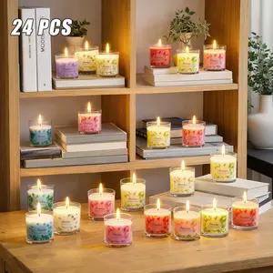 24-count household aromatherapy candles, women’s aromatherapy candle gift set, soy wax glass jar candle set, aromatic therapy candles suitable for birthdays, Mother’s Day, Father’s Day, and anniversaries.