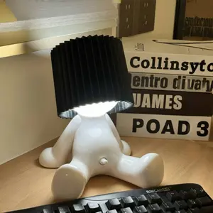Shy Boy Sitting Desk Lamp Rechargeable Desktop Lamp, Bedroom Ambient Lamp, Desktop Decoration, Creative Hobby Gift for the Head of Bed